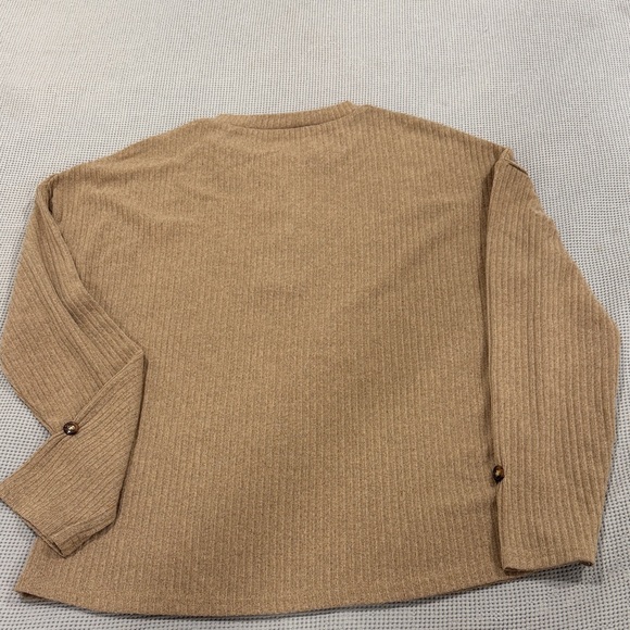 Tan Ribbed Button-Up Sweater - Picture 3 of 4